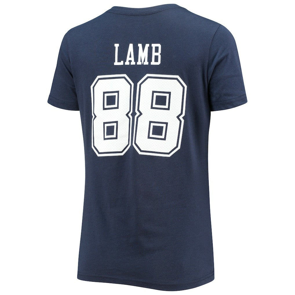 CeeDee Lamb Dallas Cowboys Women's Player Icon Name & Number V-Neck T-Shirt Navy | Fanatics