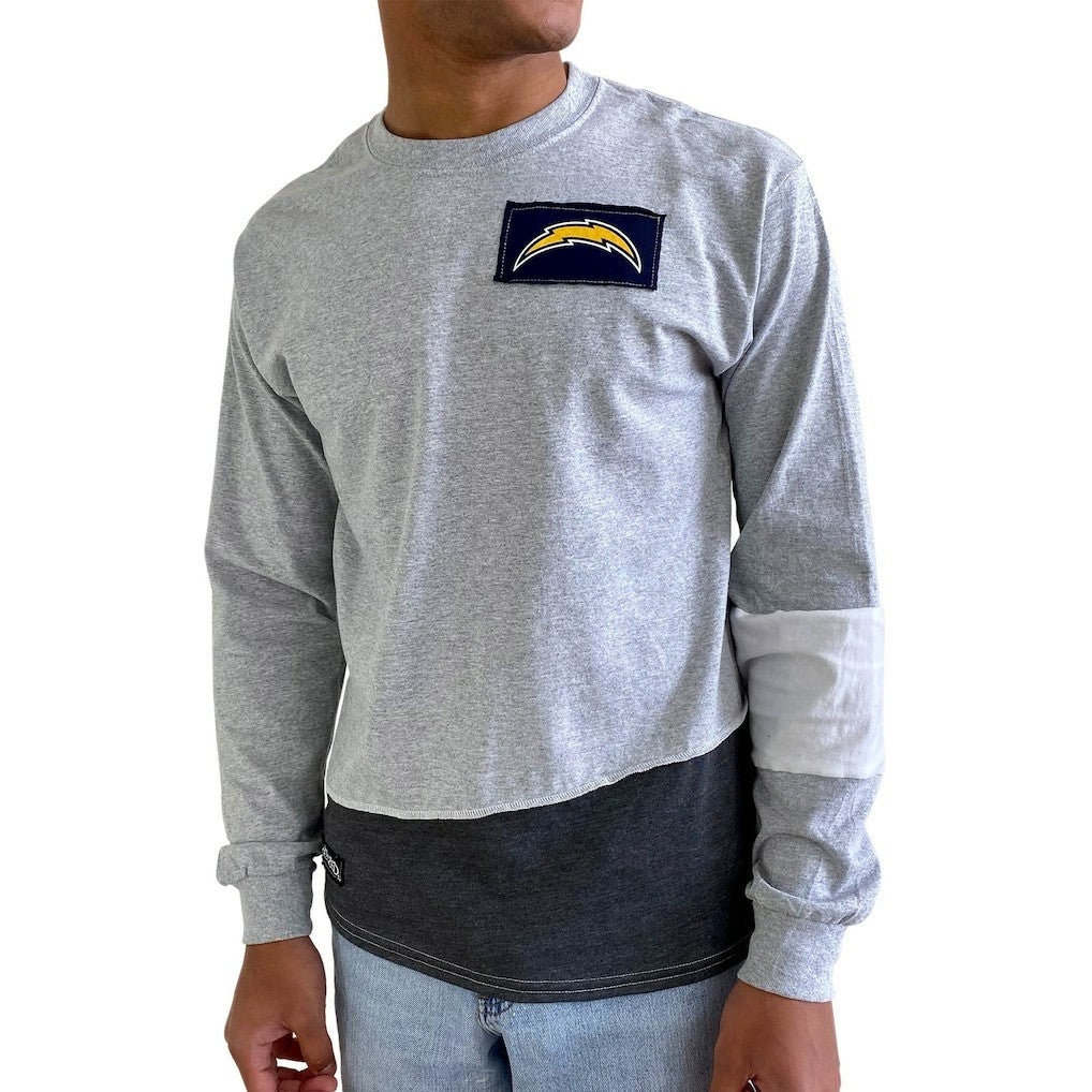 Los Angeles Chargers Refried Apparel Sustainable Angle Long Sleeve T-Shirt Gray | NFL