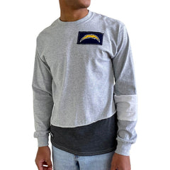 Los Angeles Chargers Refried Apparel Sustainable Angle Long Sleeve T-Shirt Gray | NFL