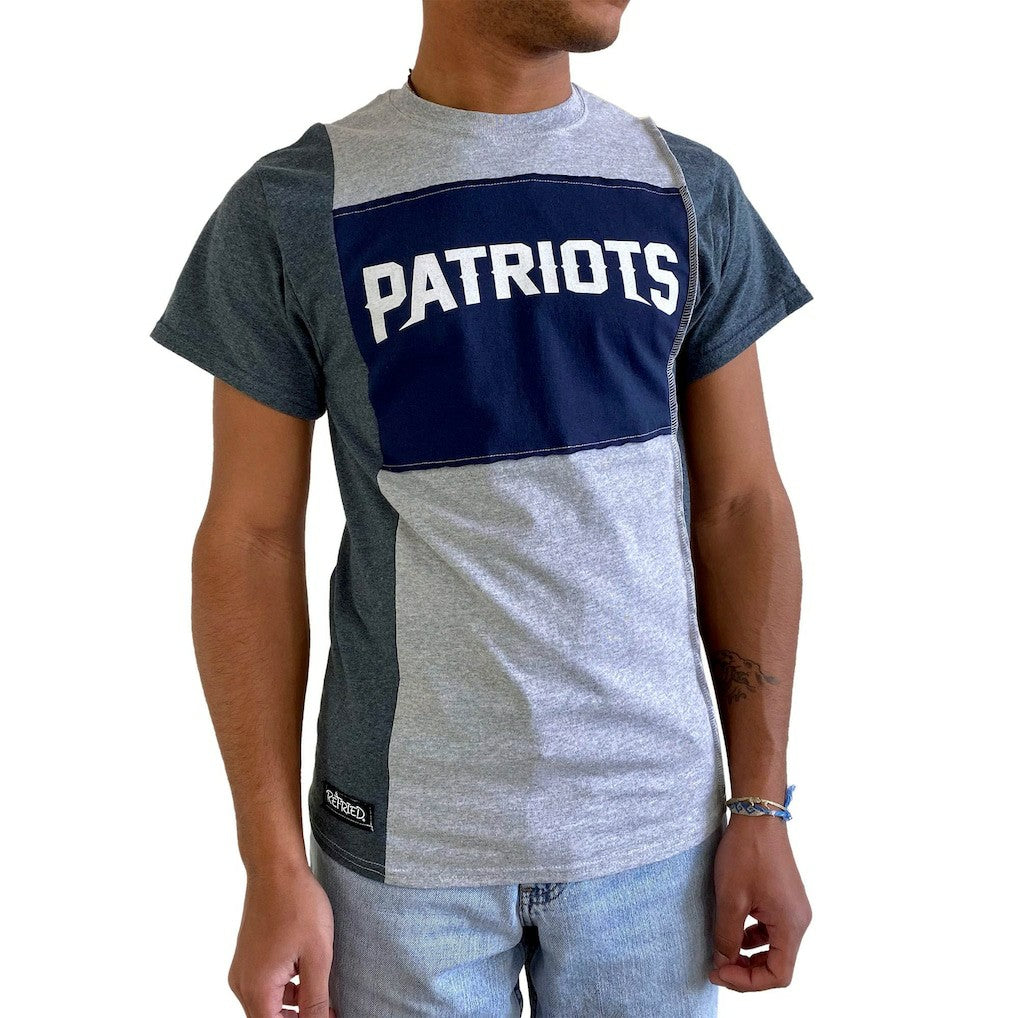 New England Patriots Refried Apparel Sustainable Split T-Shirt Heather Gray | NFL