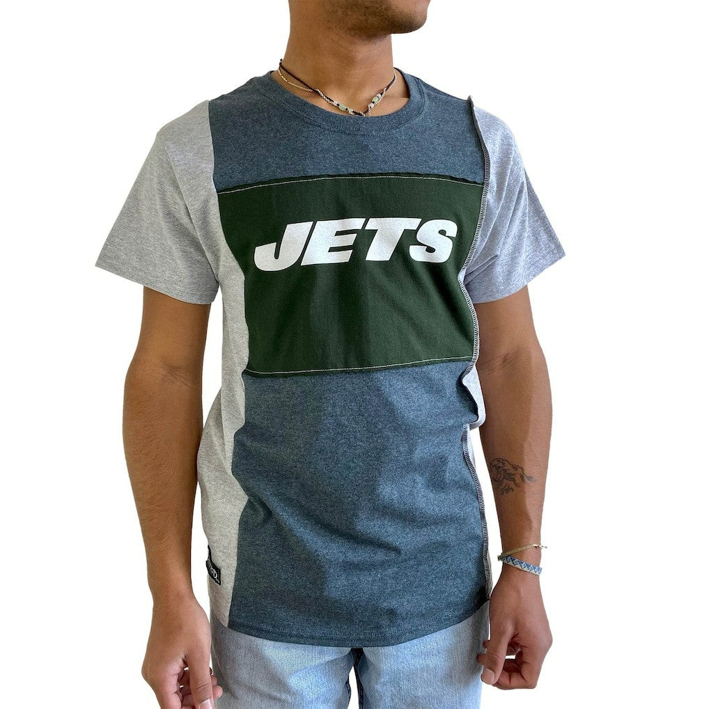 New York Jets Refried Apparel Sustainable Split T-Shirt Heather Charcoal | NFL