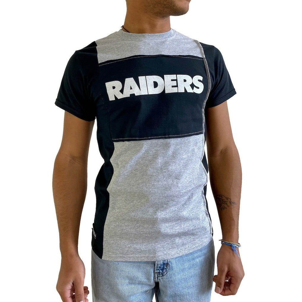 Las Vegas Raiders Refried Apparel Sustainable Split T-Shirt Heather Gray | NFL