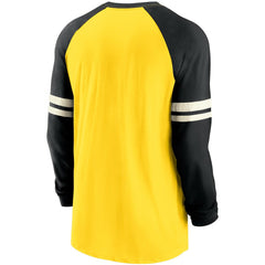 Pittsburgh Steelers Throwback Raglan Long Sleeve T-Shirt Gold/Black | Nike for Sale