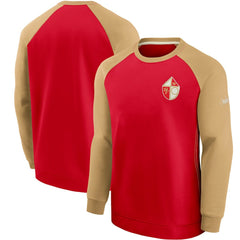 San Francisco 49ers Historic Raglan Crew Performance Sweater Scarlet/Gold | Nike for Sale