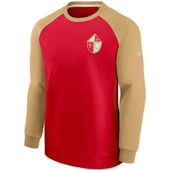 San Francisco 49ers Historic Raglan Crew Performance Sweater Scarlet/Gold | Nike for Sale