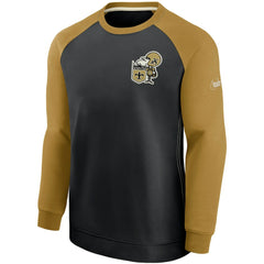 New Orleans Saints Historic Raglan Performance Pullover Sweater Black/Gold | Nike for Sale
