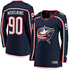Elvis Merzlikins Columbus Blue Jackets Fanatics Women's Home Breakaway Jersey - Navy - NHL