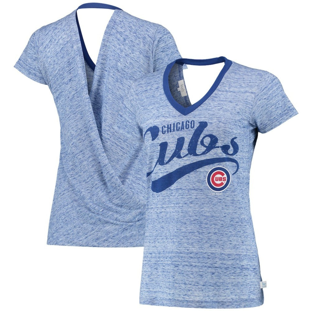 Chicago Cubs Touch Women's Hail Mary V-Neck Back Wrap T-Shirt - MLB
