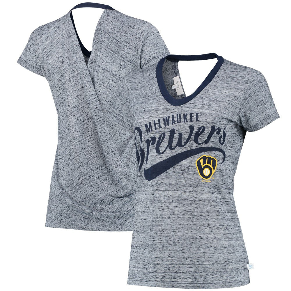 Milwaukee Brewers Touch Women's Hail Mary V-Neck Back Wrap T-Shirt - MLB