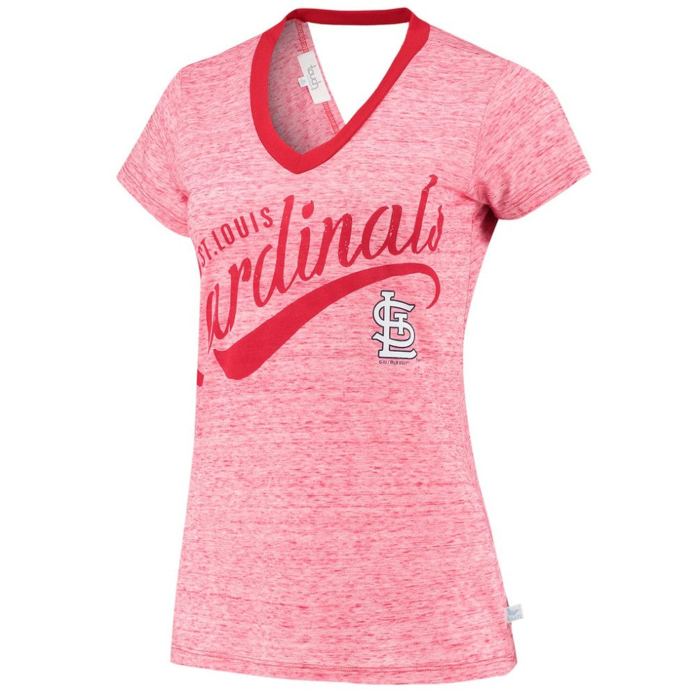 St. Louis Cardinals Touch Women's Hail Mary V-Neck Back Wrap T-Shirt - MLB