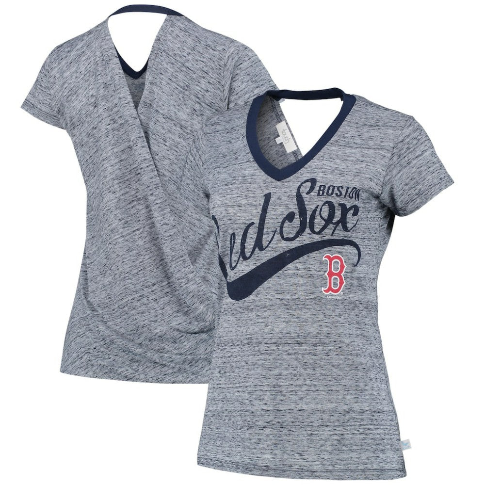 Boston Red Sox Touch Women's Hail Mary V-Neck Back Wrap T-Shirt - MLB