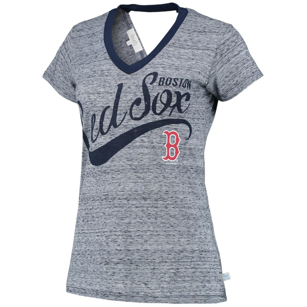 Boston Red Sox Touch Women's Hail Mary V-Neck Back Wrap T-Shirt - MLB