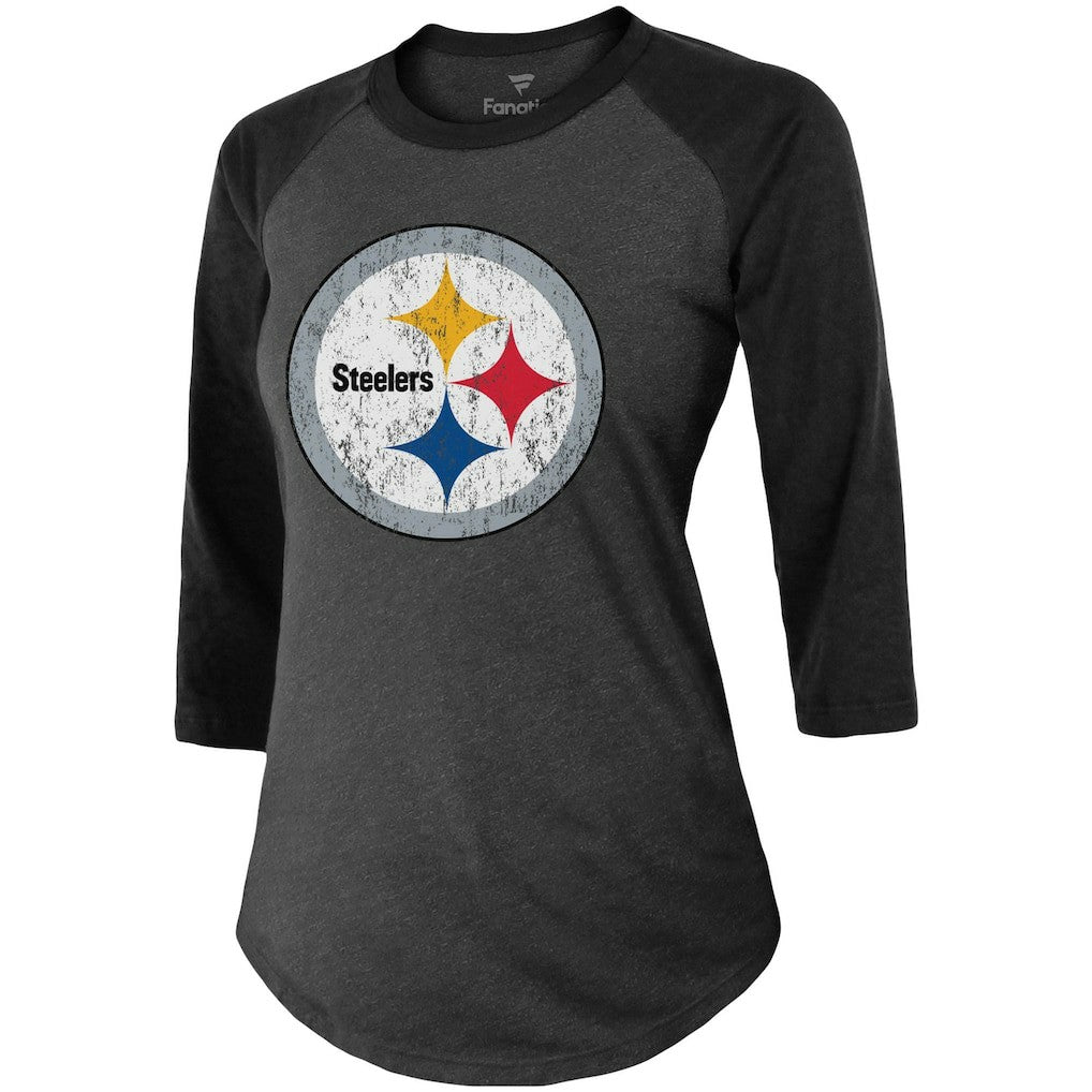 Chase Claypool Pittsburgh Steelers Women's Team Player Name & Number Tri-Blend Raglan 3/4-Sleeve T-Shirt Black | Fanatics