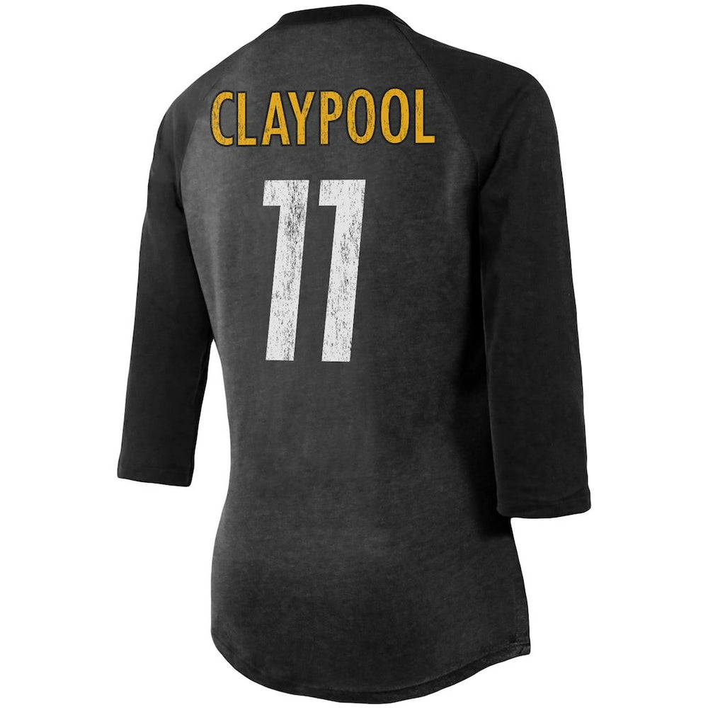 Chase Claypool Pittsburgh Steelers Women's Team Player Name & Number Tri-Blend Raglan 3/4-Sleeve T-Shirt Black | Fanatics