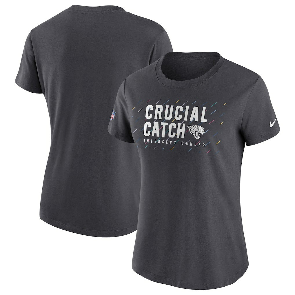 Jacksonville Jaguars Women's NFL Crucial Catch Performance T-Shirt Anthracite | Nike for Sale