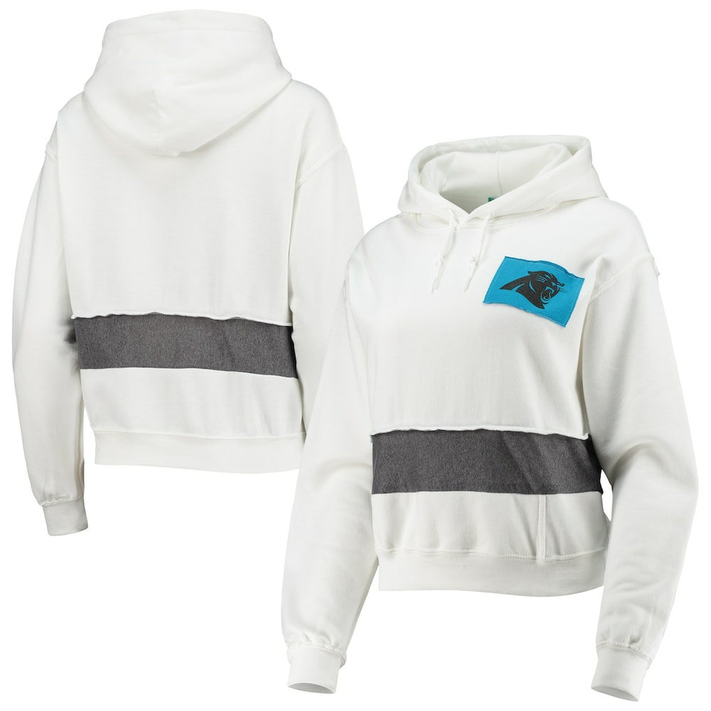 Carolina Panthers Refried Apparel Women's Sustainable Crop Dolman Pullover Hoodie White | NFL