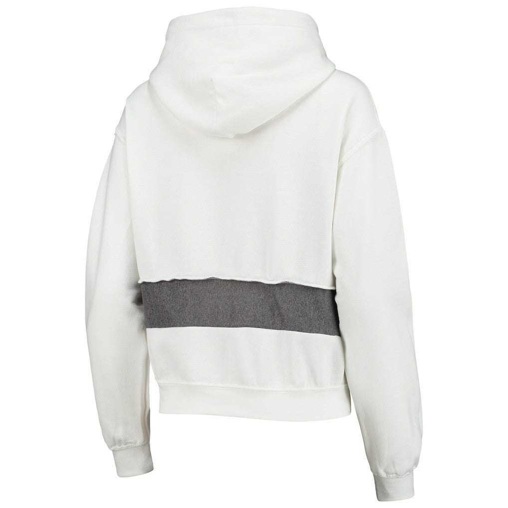Carolina Panthers Refried Apparel Women's Sustainable Crop Dolman Pullover Hoodie White | NFL