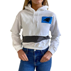 Carolina Panthers Refried Apparel Women's Sustainable Crop Dolman Pullover Hoodie White | NFL