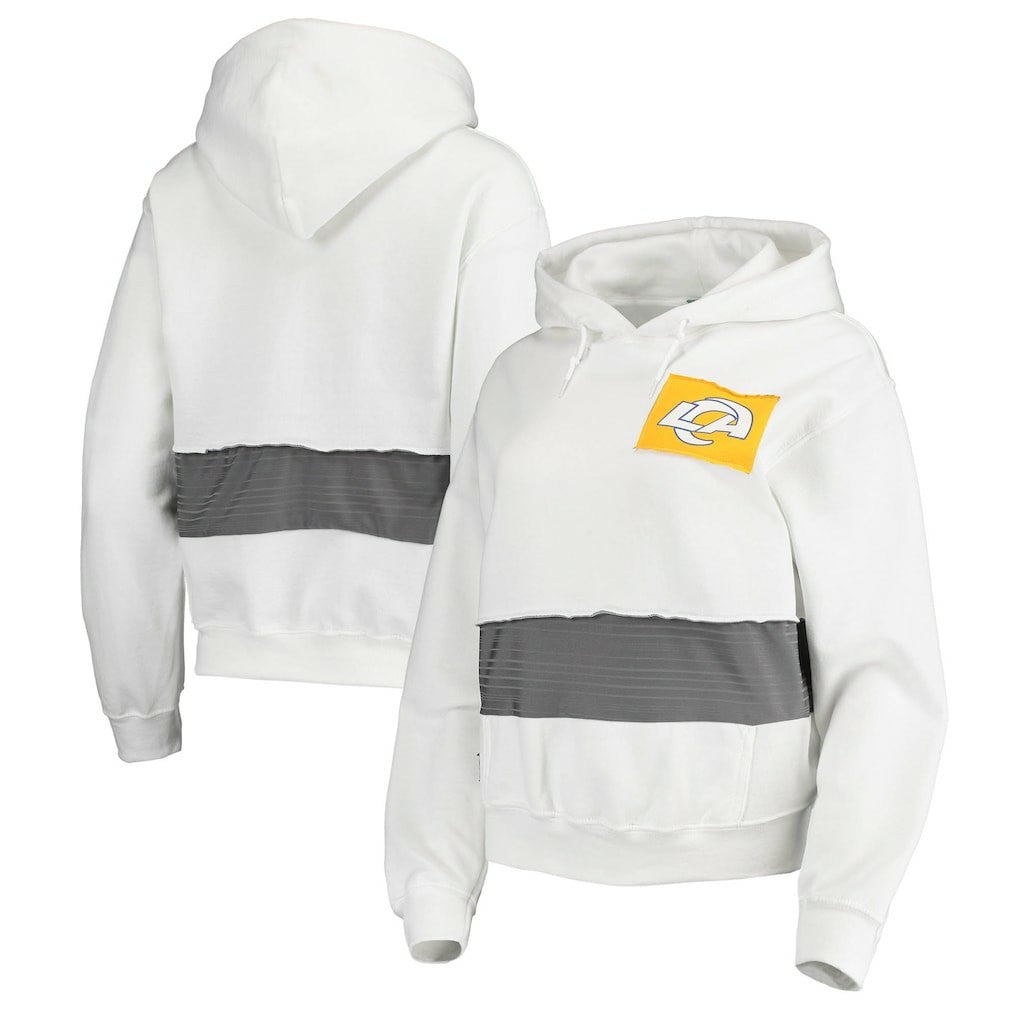 Los Angeles Rams Refried Apparel Women's Sustainable Crop Dolman Pullover Hoodie White | NFL