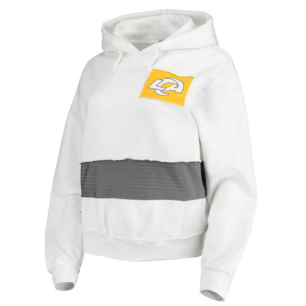 Los Angeles Rams Refried Apparel Women's Sustainable Crop Dolman Pullover Hoodie White | NFL
