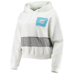 Miami Dolphins Refried Apparel Women's Sustainable Crop Dolman Pullover Hoodie White | NFL
