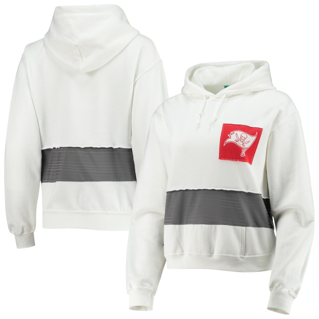 Tampa Bay Buccaneers Refried Apparel Women's Sustainable Crop Dolman Pullover Hoodie White | NFL