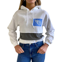 Tennessee Titans Refried Apparel Women's Sustainable Crop Dolman Pullover Hoodie White | NFL