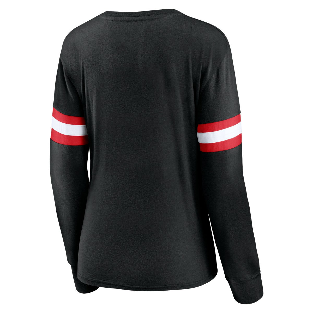Toronto Raptors Women's Block Party Chest Logo Striped Long Sleeve T-Shirt Black - NBA
