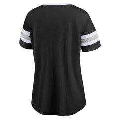 Brooklyn Nets Women's Block Party Striped Sleeve T-Shirt Black/Heathered Gray - NBA