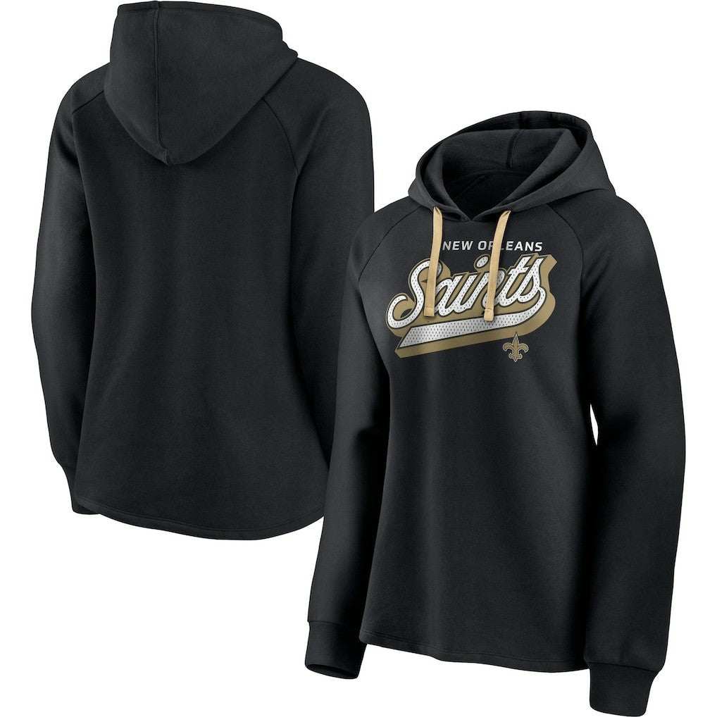 New Orleans Saints Women's First Contact Raglan Pullover Hoodie Black | Fanatics