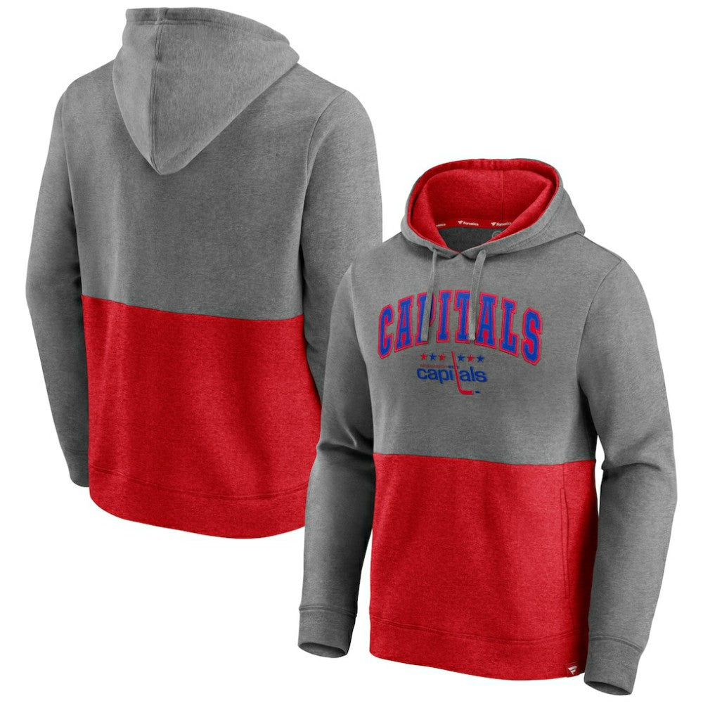 Washington Capitals Fanatics Block Party Classic Arch Signature Pullover Hoodie - Heathered Gray/Red - NHL
