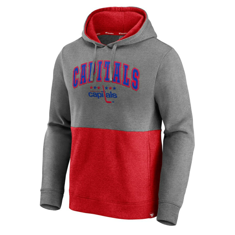 Washington Capitals Fanatics Block Party Classic Arch Signature Pullover Hoodie - Heathered Gray/Red - NHL