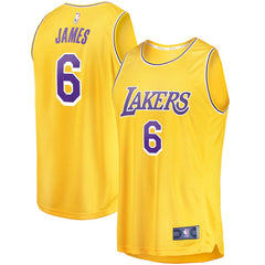 LeBron James Los Angeles Lakers #6 Fast Break Replica Player Jersey Gold Icon Edition - NBA