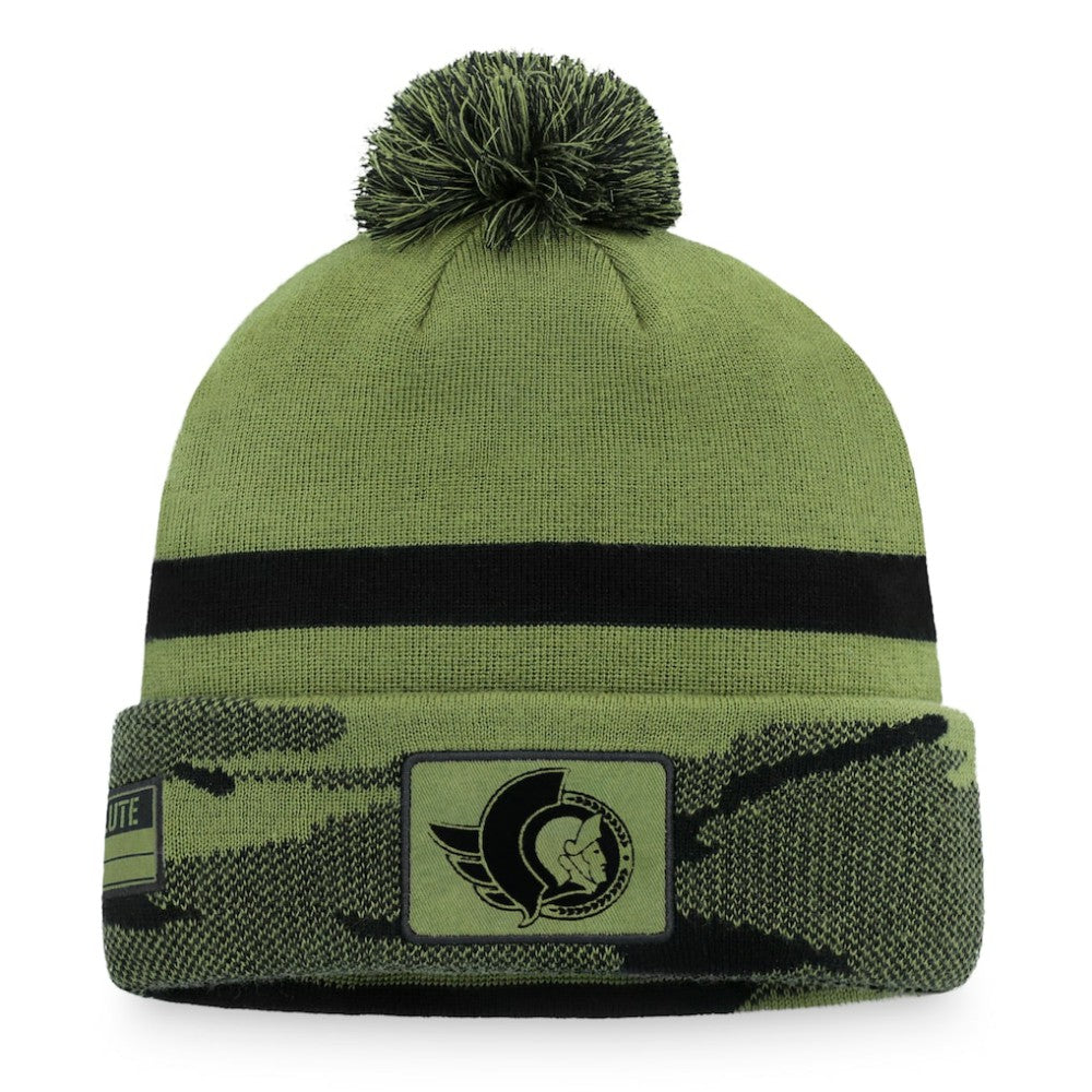 Ottawa Senators Fanatics Military Appreciation Cuffed Knit Hat with Pom - Camo - NHL