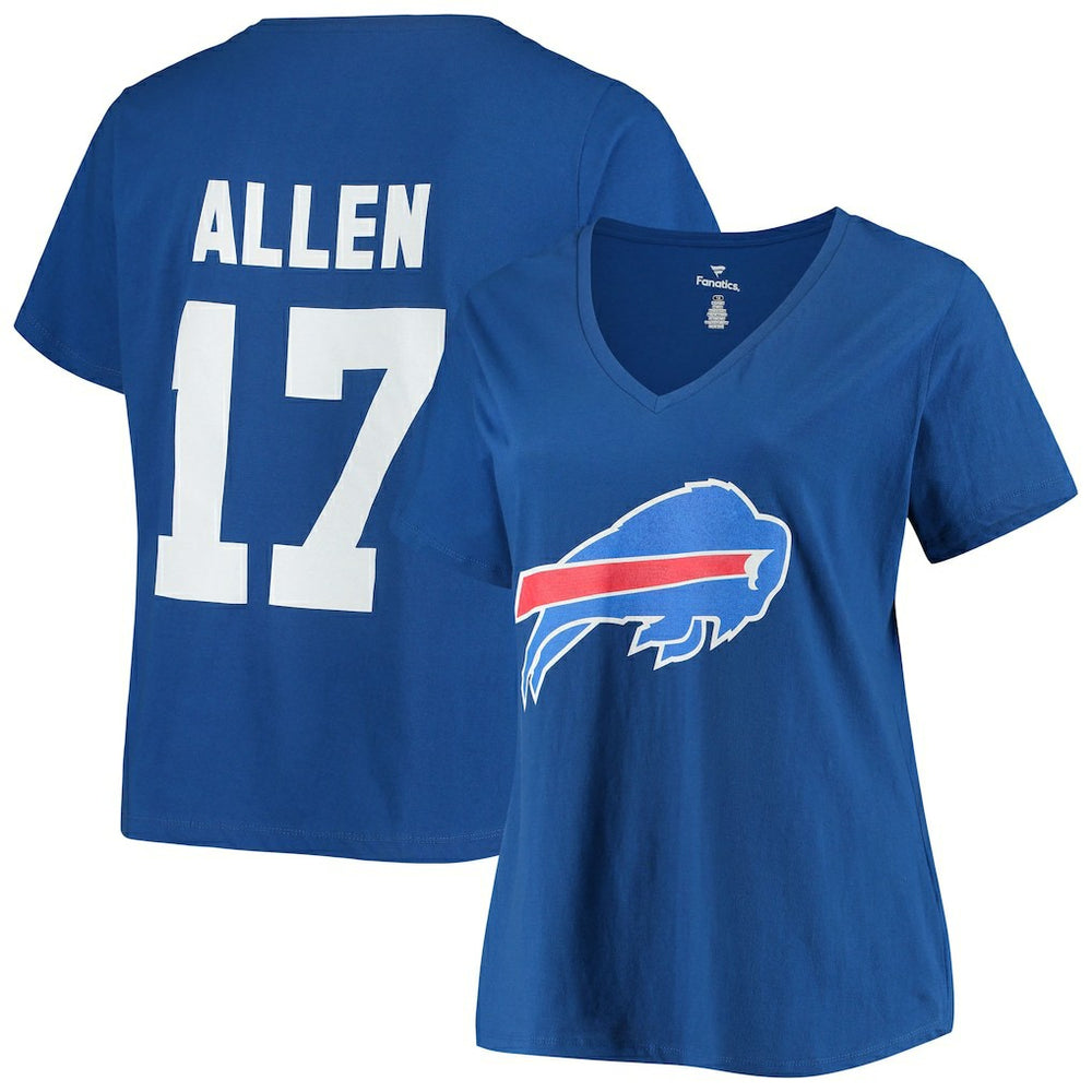 Josh Allen Buffalo Bills Women's Plus Size Name & Number V-Neck T-Shirt Royal | Fanatics