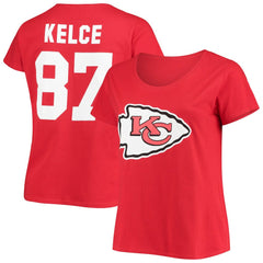 Travis Kelce Kansas City Chiefs Women's Plus Size Fair Catch Name & Number Scoop Neck T-Shirt Red | NFL
