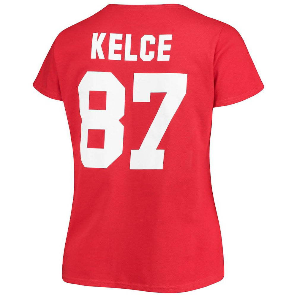 Travis Kelce Kansas City Chiefs Women's Plus Size Fair Catch Name & Number Scoop Neck T-Shirt Red | NFL