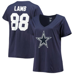 CeeDee Lamb Dallas Cowboys Women's Plus Size Name & Number V-Neck T-Shirt Navy | Fanatics