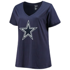 Dak Prescott Dallas Cowboys Women's Plus Size Fair Catch Name & Number V-Neck T-Shirt Navy | NFL