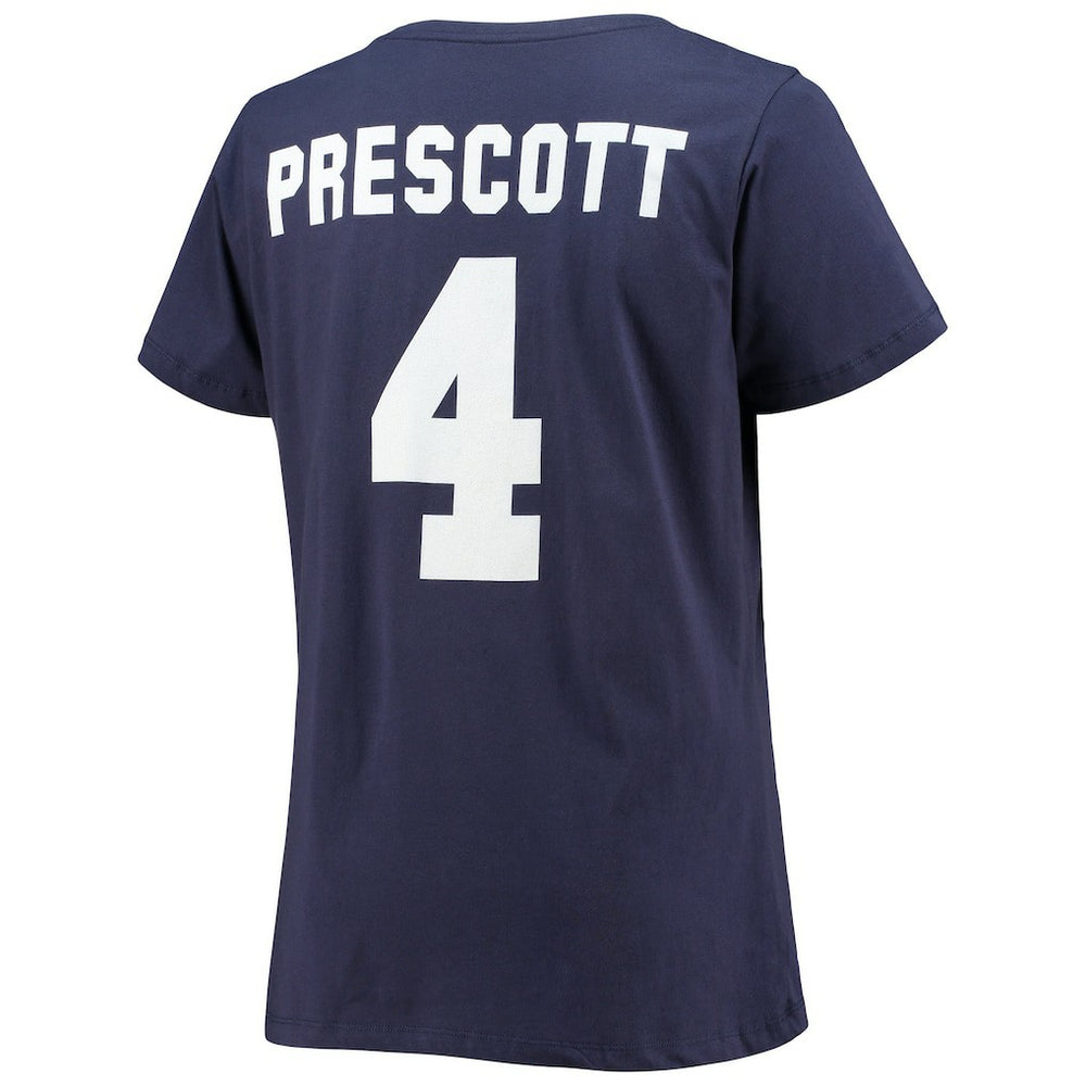 Dak Prescott Dallas Cowboys Women's Plus Size Fair Catch Name & Number V-Neck T-Shirt Navy | NFL