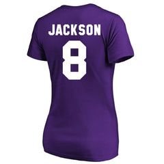 Lamar Jackson Baltimore Ravens Women's Plus Size Name & Number V-Neck T-Shirt Purple | Fanatics