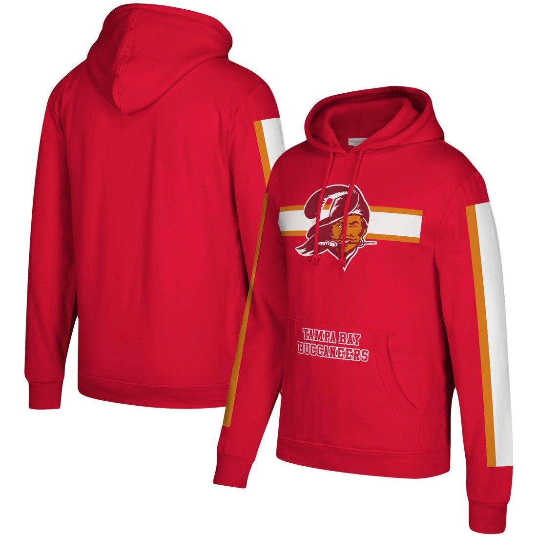Tampa Bay Buccaneers Three Stripe Pullover Hoodie Red | Mitchell & Ness