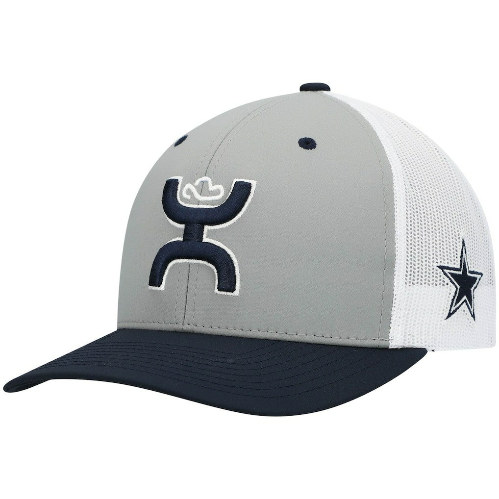 Dallas Cowboys HOOey Tri-Color H Trucker Snapback Hat Gray/Navy | NFL