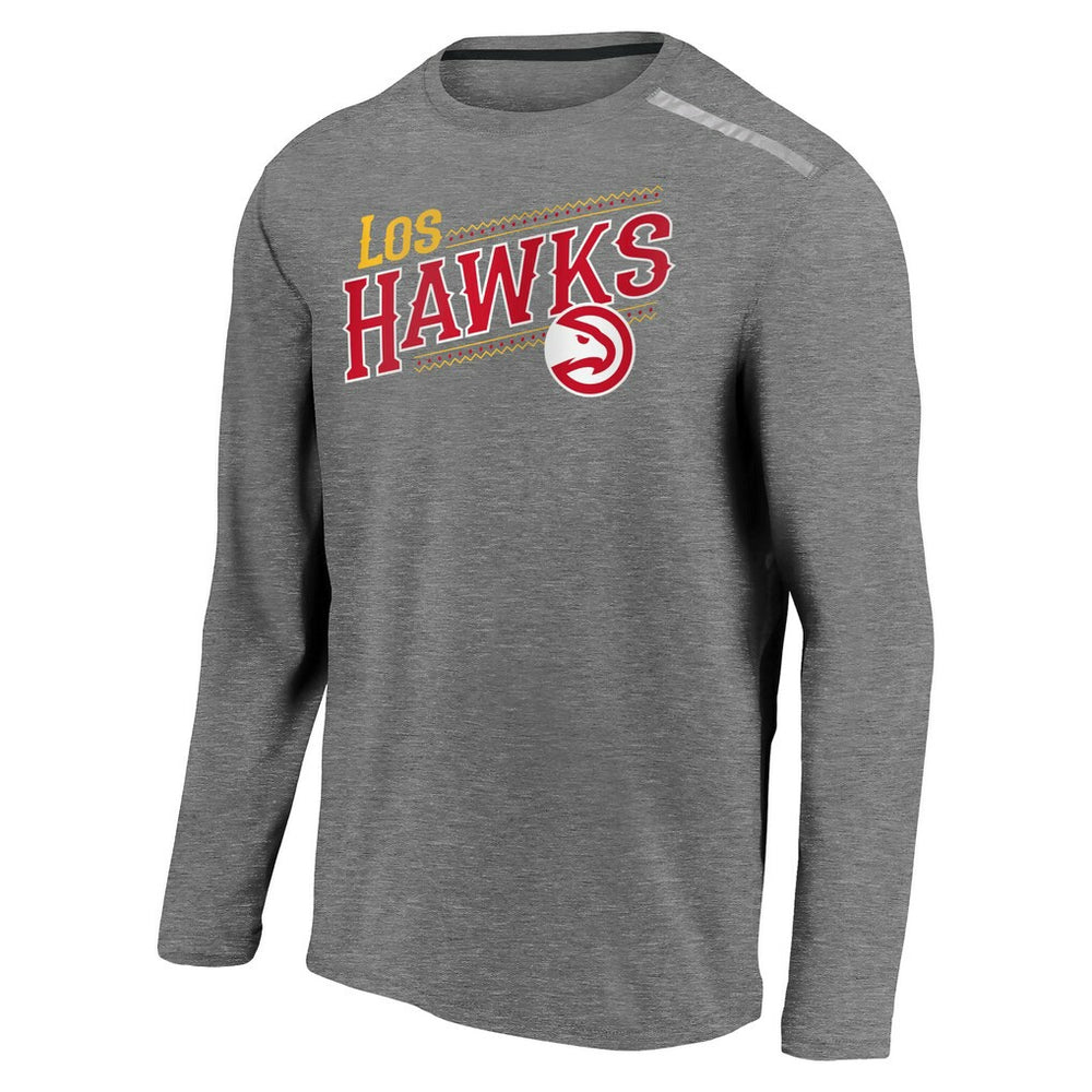 Atlanta Hawks 2021 Noches Éne-Bé-A Authentic Shooting Long Sleeve T-Shirt Heather Charcoal - NBA