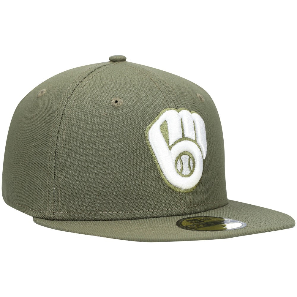 Milwaukee Brewers New Era White Logo 59FIFTY Fitted Hat - MLB
