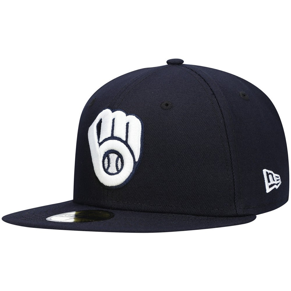 Milwaukee Brewers New Era White Logo 59FIFTY Fitted Hat - MLB
