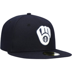 Milwaukee Brewers New Era White Logo 59FIFTY Fitted Hat - MLB