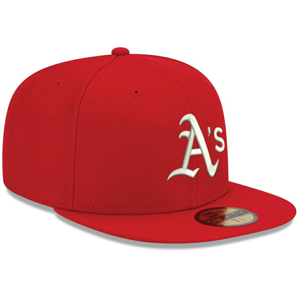 Athletics New Era White Logo 59FIFTY Fitted Hat - MLB