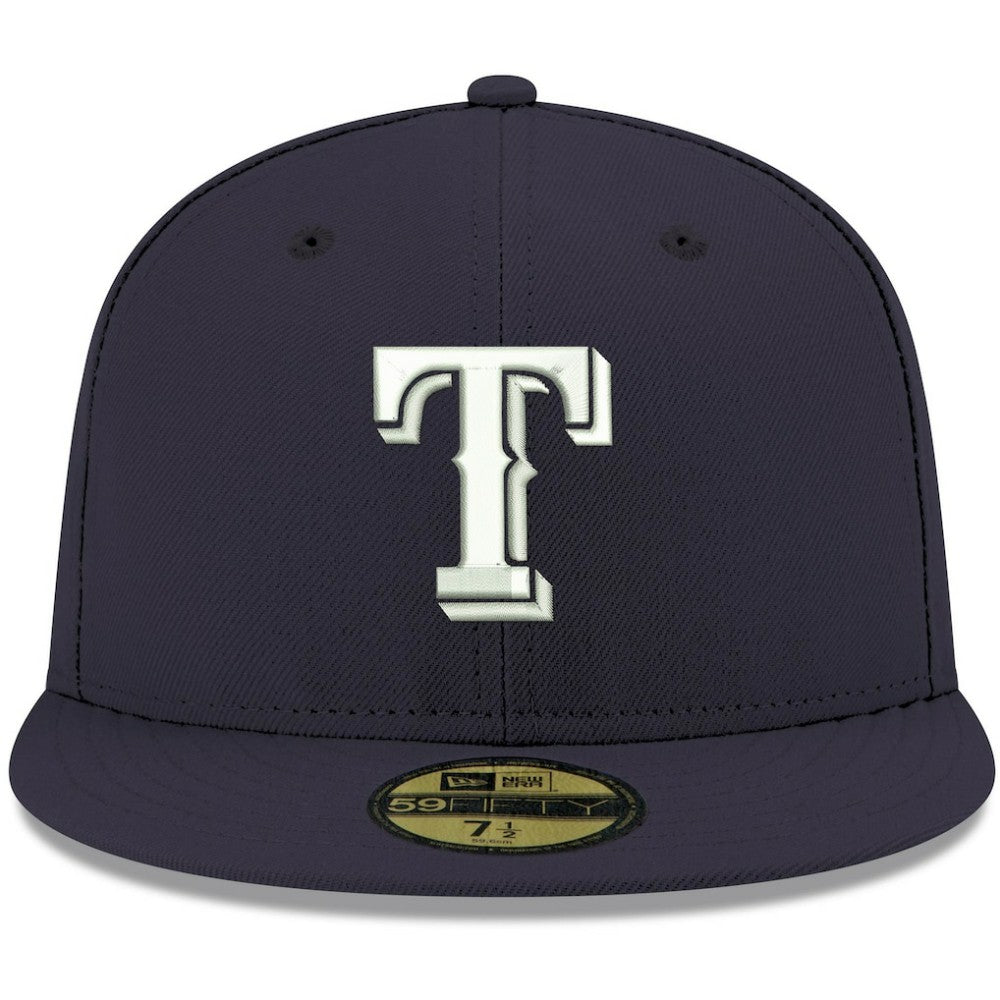 Texas Rangers New Era White Logo 59FIFTY Fitted Hat - MLB