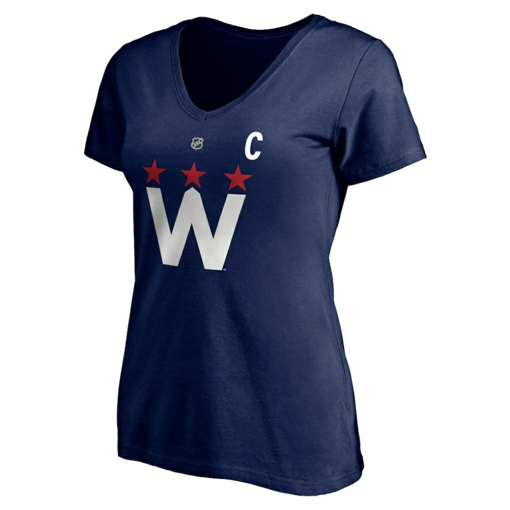 Alexander Ovechkin Washington Capitals Fanatics Women's Authentic Stack Name & Number V-Neck T-Shirt - Navy - NHL